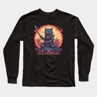 Cat Vintage Samurai Warrior Long Sleeve T-Shirt